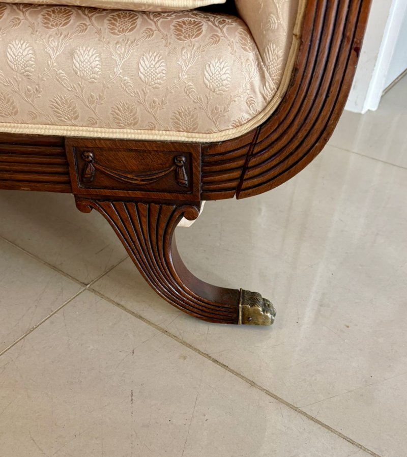 Quality Antique Victorian Regency Style Mahogany Carved Sofa